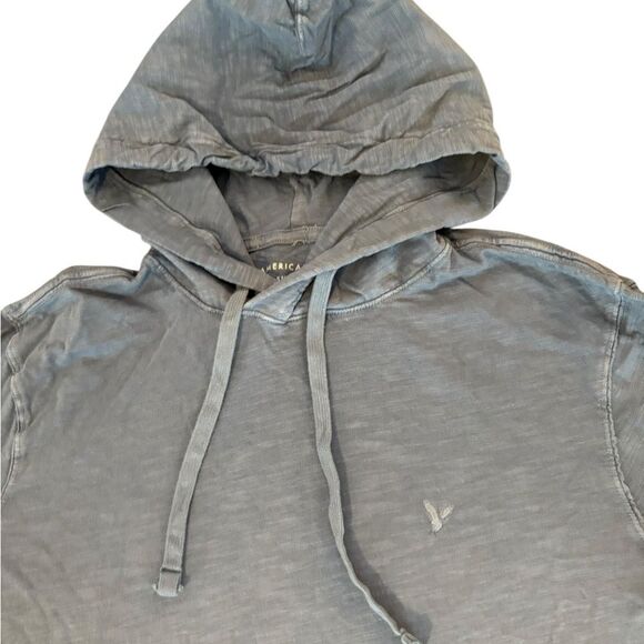 American Eagle AE Super Soft Slub Hoodie Tee Mens Size Small Blue Gradient - Picture 4 of 8
